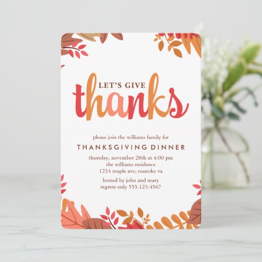 Fall Foliage Erntedank Dinner Einladung (Stehend Vorderseite)
