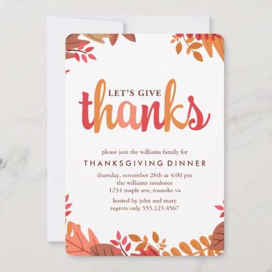 Fall Foliage Erntedank Dinner Einladung (Vorderseite)