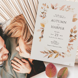 Fall Foliage 'Falling in Liebe' Foto Hochzeit Einladung