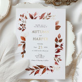 Fall Foliage 'Falling in Liebe' Foto Hochzeit Folieneinladung