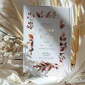 Fall Foliage 'Falling in Liebe' Foto Hochzeit Folieneinladung