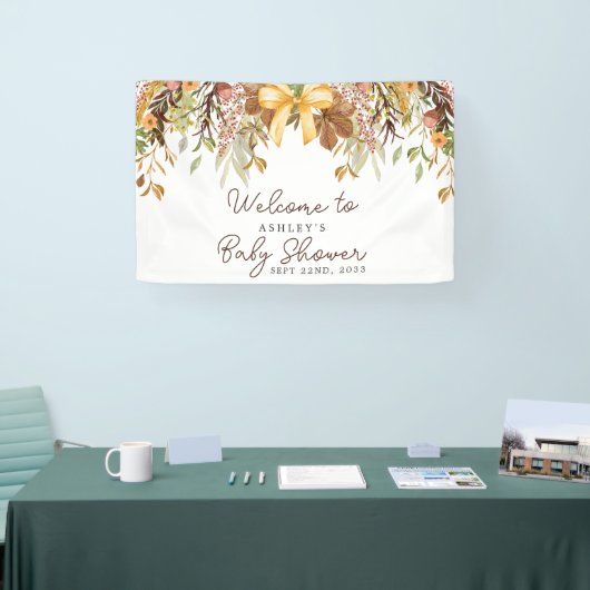 Fall Foliage Floral Baby Shower Welcome Banner (Messe)