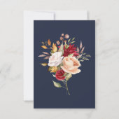 Fall Foliage Floral Navy Blue Wedding RSVP Karte (Rückseite)