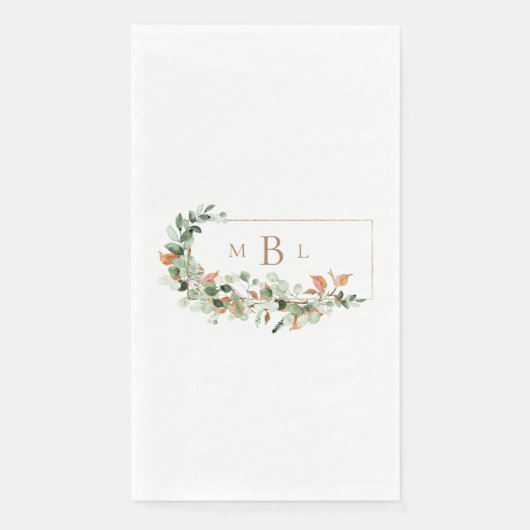 Fall Foliage & Gold Monogram Wedding Serviette (Vorderseite)