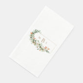 Fall Foliage & Gold Monogram Wedding Serviette (Ecke)