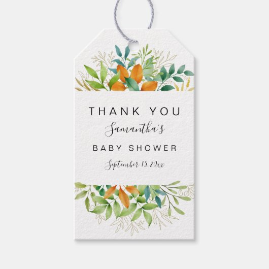 Fall Foliage Green Blätter Kinderdusche Vielen Dan Geschenkanhänger (Vorderseite)