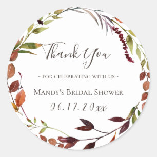 Fall Foliage Green Kreath Vielen Dank Runder Aufkleber