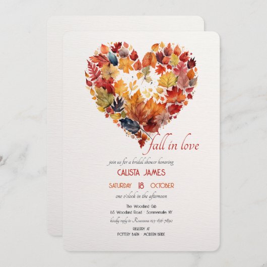 Fall Foliage Heart Einladung (Vorne/Hinten)