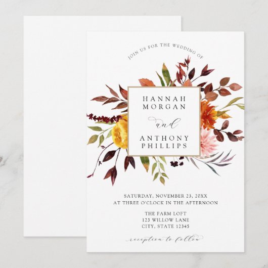 Fall-Foliage-Hochzeit Einladung (Vorne/Hinten)