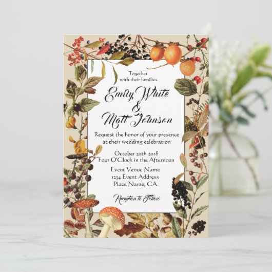 Fall Foliage Hochzeit Einladung (Stehend Vorderseite)