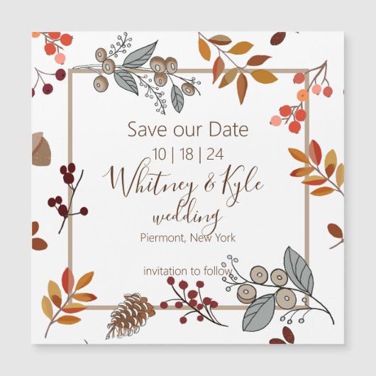 Fall Foliage Hochzeit speichern Sie das Datum der Magnetkarte (Vorderseite)