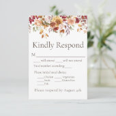 Fall-Foliage-Hochzeitungs-RSVP-Karte RSVP Karte (Stehend Vorderseite)