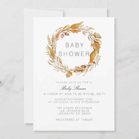 Fall Foliage | Kinderdusche Einladung (Vorderseite)