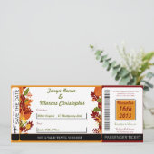 Fall Foliage Leav Boarding Pass Einladung Hochzeit (Stehend Vorderseite)