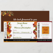 Fall Foliage Leav Boarding Pass Einladung Hochzeit (Vorne/Hinten)