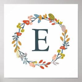 Fall Foliage Monogram Kinderzimmer Art Print Poster
