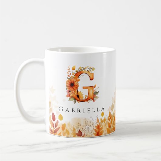 Fall Foliage Monogram Letter G Kaffeetasse (Links)