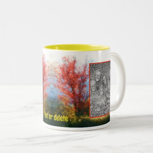 Fall Foliage Natureainting Fügen Sie Ihr Foto hinz Zweifarbige Tasse (VorderseiteRechts)
