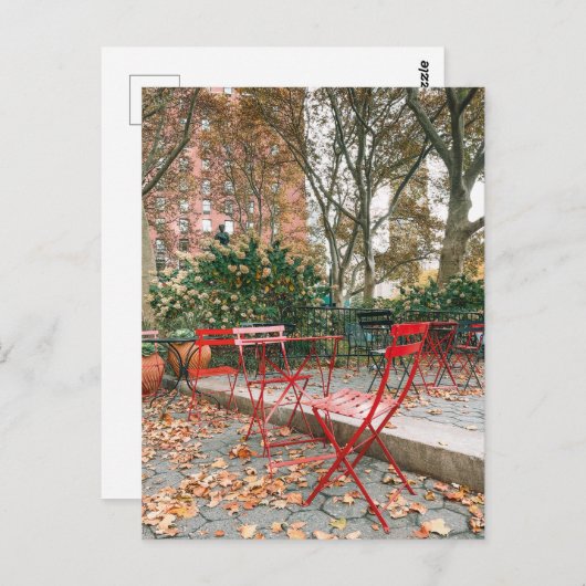 Fall Foliage New York City Café Postcard Postkarte (Vorne/Hinten)