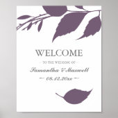 Fall Foliage Plum Lila Blätter Hochzeitsempfang Poster (Vorne)