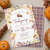 Fall Foliage & Plum Plaid Thanksgiving Pumpkin Pie Einladung