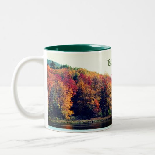 Fall Foliage Pond Nature Personalisiert Zweifarbige Tasse (Links)
