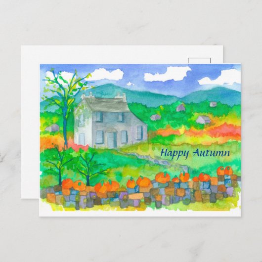 Fall Foliage Pumpkins glücklich Herbst Postkarte (Vorne/Hinten)
