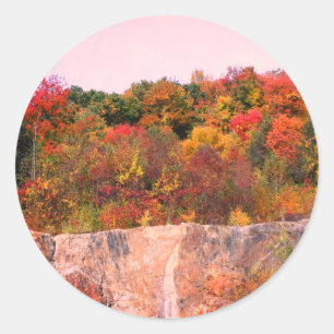 Fall Foliage Rock Cliff Nature Runder Aufkleber