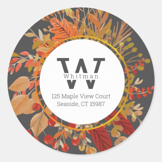 Fall-Foliage-Rücksendeadresse Runder Aufkleber (Vorderseite)