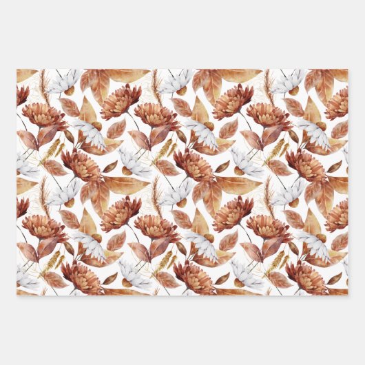Fall Foliage Rustikale Botanische Muster Geschenkpapier Set (Vorderseite)