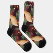 Fall Foliage Socken in Burgund, Grün und Gold (Rechts)