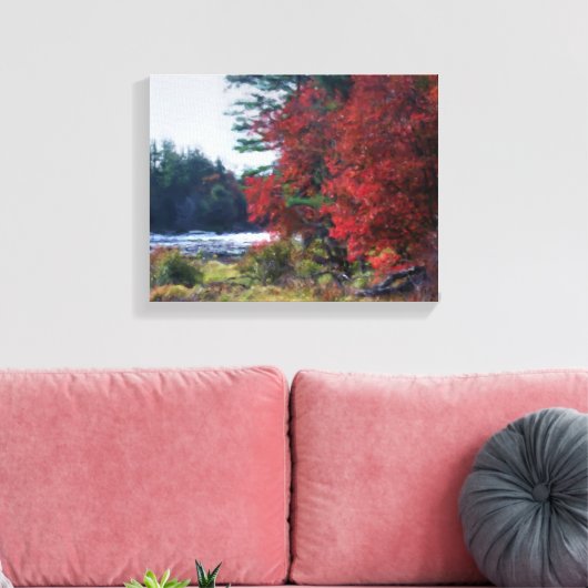 Fall Foliage Teich Malerei Natur Kunst Leinwanddruck (Insitu (Wohnzimmer))