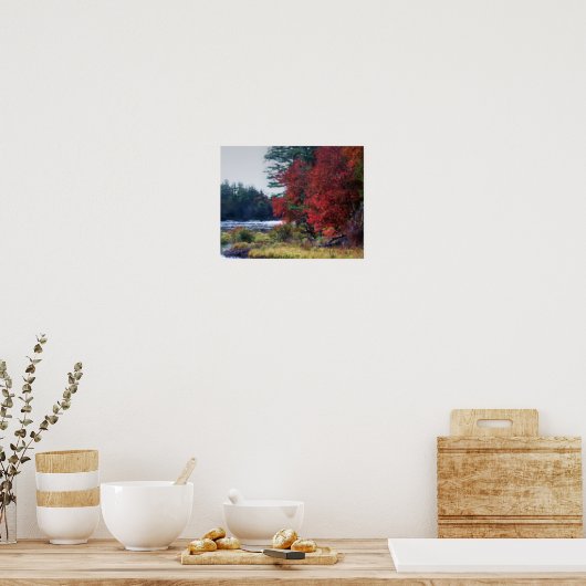 Fall Foliage Teich Malerei Natur Kunst Poster (Küche)