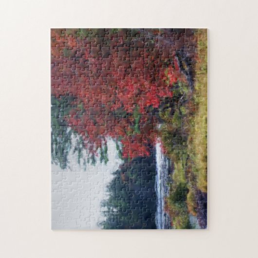 Fall Foliage Teich Malerei Natur Kunst Puzzle (Vertikal)