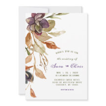 Fall Foliage und Sukkulent | Lila Wasserfarbe