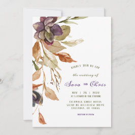 Fall Foliage und Sukkulent | Lila Wasserfarbe Einladung