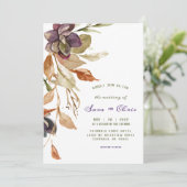 Fall Foliage und Sukkulent | Lila Wasserfarbe Einladung (Stehend Vorderseite)