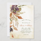 Fall Foliage und Sukkulent | Tan Watercolor Einladung (Vorderseite)