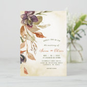 Fall Foliage und Sukkulent | Tan Watercolor Einladung (Stehend Vorderseite)