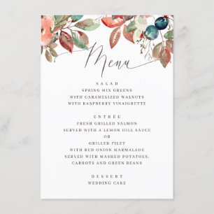 Fall Foliage Watercolor Hochzeit Herbstleaves Menükarte