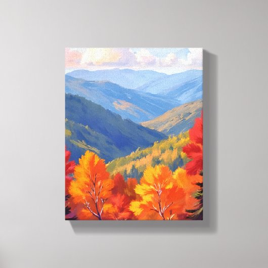 Fall Foliage | Watercolor Mountain Landscape Leinwanddruck (Vorderseite)