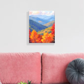 Fall Foliage | Watercolor Mountain Landscape Leinwanddruck (Insitu (Wohnzimmer))