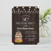 Fall Foliage Wein Barrel Weinberg 50. Geburtstag Einladung (Stehend Vorderseite)