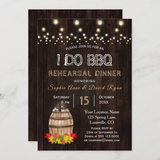 Fall Foliage Wein Barrel Weinberg Probe Abendessen Einladung (Vorne/Hinten)