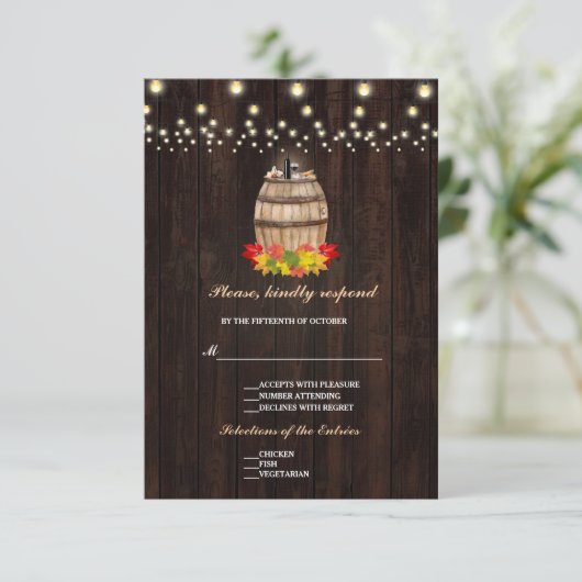 Fall Foliage Wein Barrel Weinberg UAWG RSVP Karte (Stehend Vorderseite)