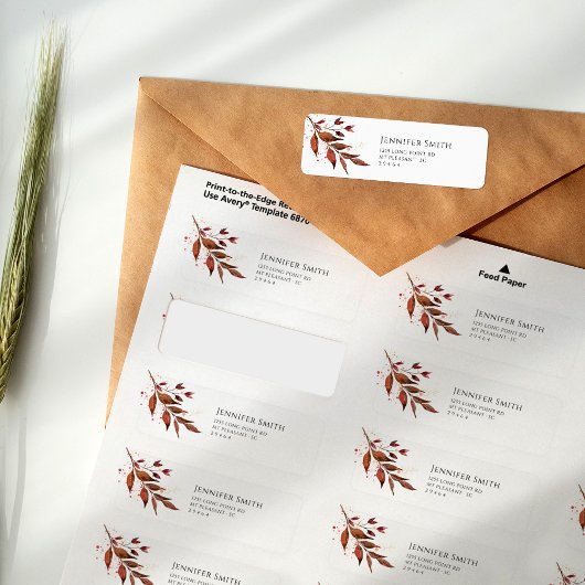 Fall Foliage Whimsical Watercolor-Adressetikett