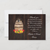 Fall Foliage Wine Barrel Weinberg Hochzeit Dankeskarte (Rückseite)