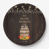 Fall Foliage Wine Barrel Weinberg Hochzeit Pappteller (Vorderseite)