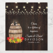 Fall Foliage Wine Barrel Weinberg Hochzeit Weinetikett (Einzelnes Label)