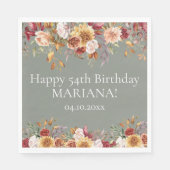 Fall Foliations Blume Sage Green Birthday Party Serviette (Vorderseite)